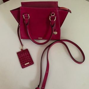 💐 Luxe Magenta Pink Mini Brahmin Priscilla Top Handle/Crossbody w/ID Lanyard
